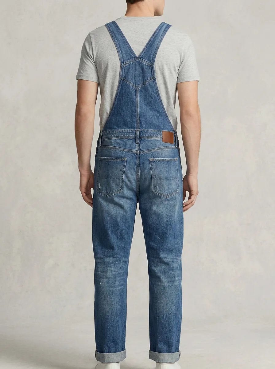 Men's Street Workwear Denim Bib Overalls