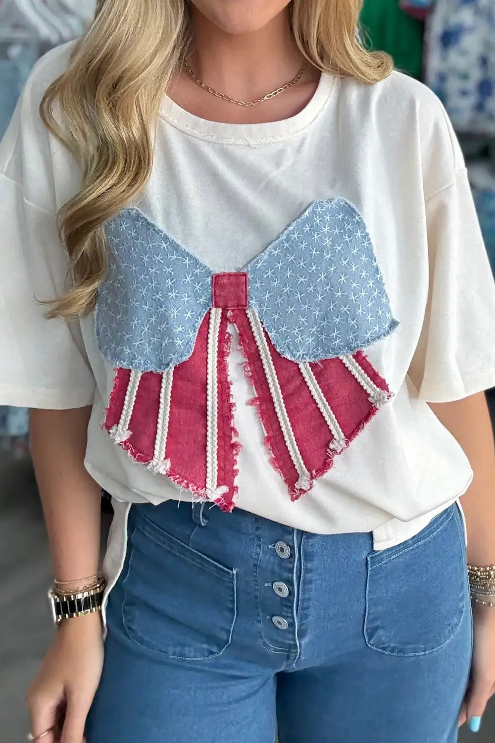 Relaxed Knit Bow T Shirt
