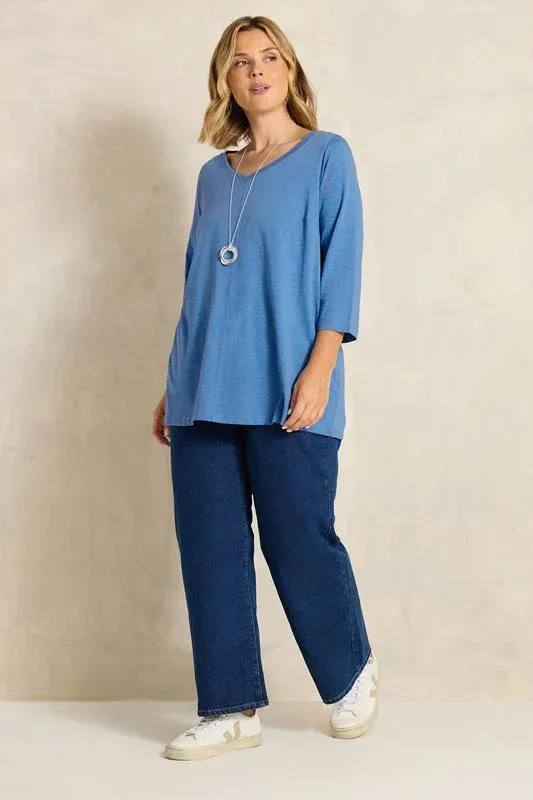 Cobalt Blue V-Neck Cotton T-Shirt