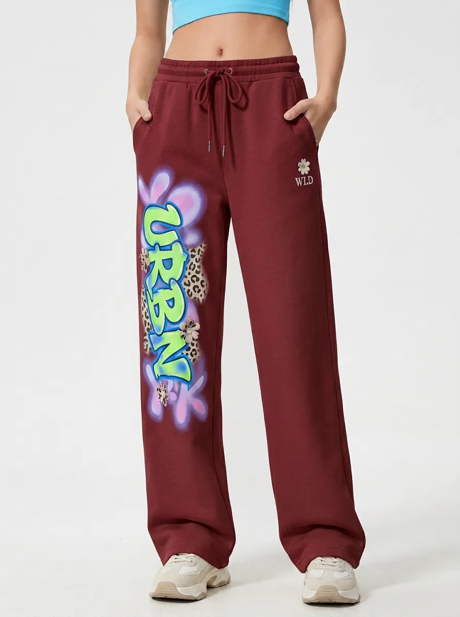 Women's Streetwear Urban Graffiti Leopard Flower Printed Sweatpants