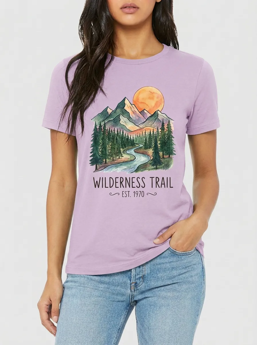 Women's Wilderness Trail Nature Hiking Graphic T-Shirt