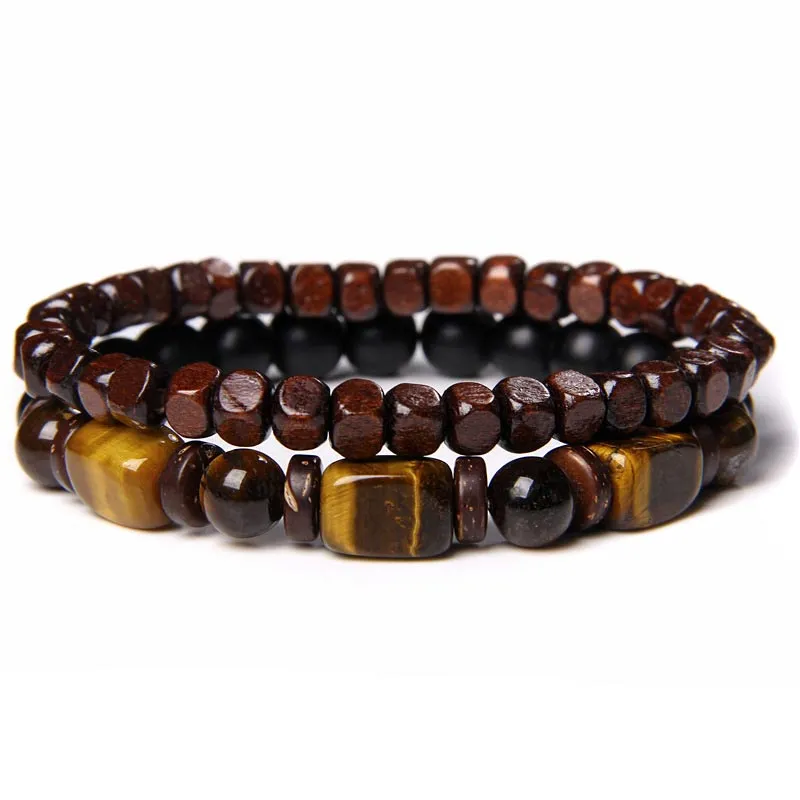 Tiger Eye Frosted Stone Hematite Bracelet