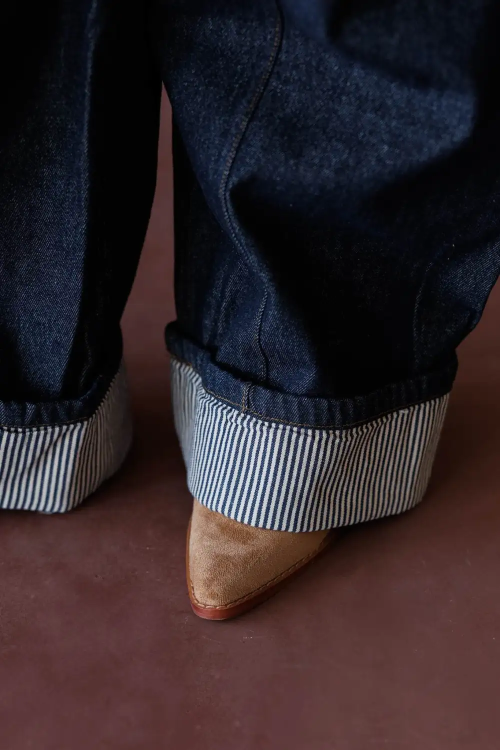 Cuffed Wide-Leg Jeans