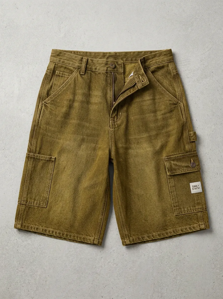Washed Cargo Denim Washed Men's Cargo Shorts
