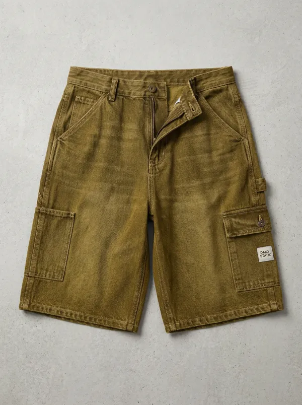 Washed Cargo Denim Washed Men's Cargo Shorts
