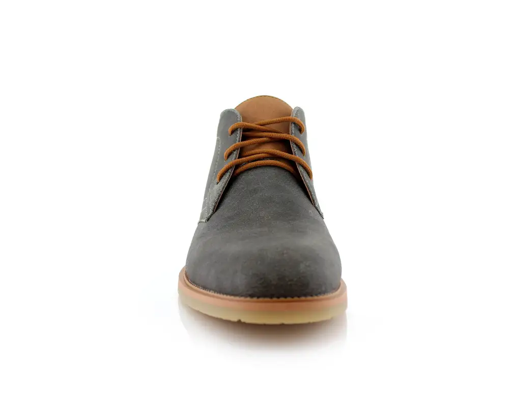 Faux-Leather Lace-Up Chukka Boots