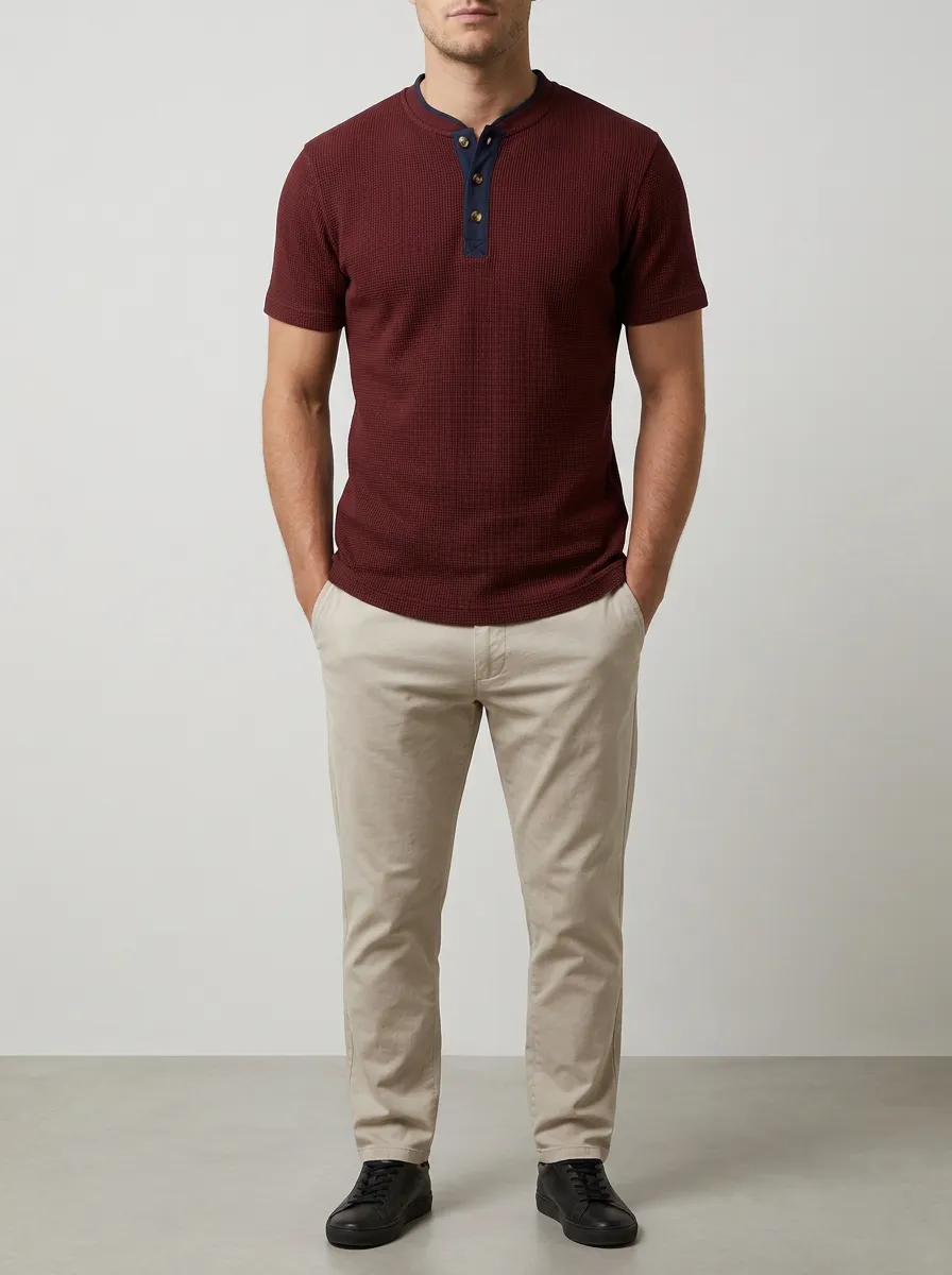 Refined Easy-Fit Men's Short-Sleeve Henley Shirt