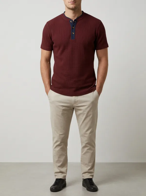 Refined Easy-Fit Men's Short-Sleeve Henley Shirt