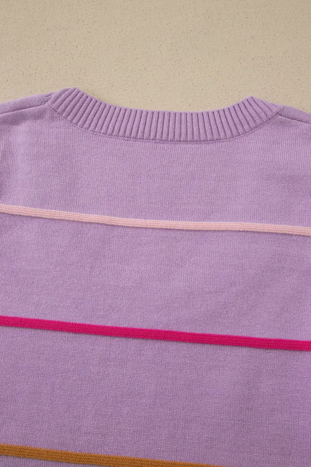 Refined Round-Neck Ribbed Knit Striped Tank Top