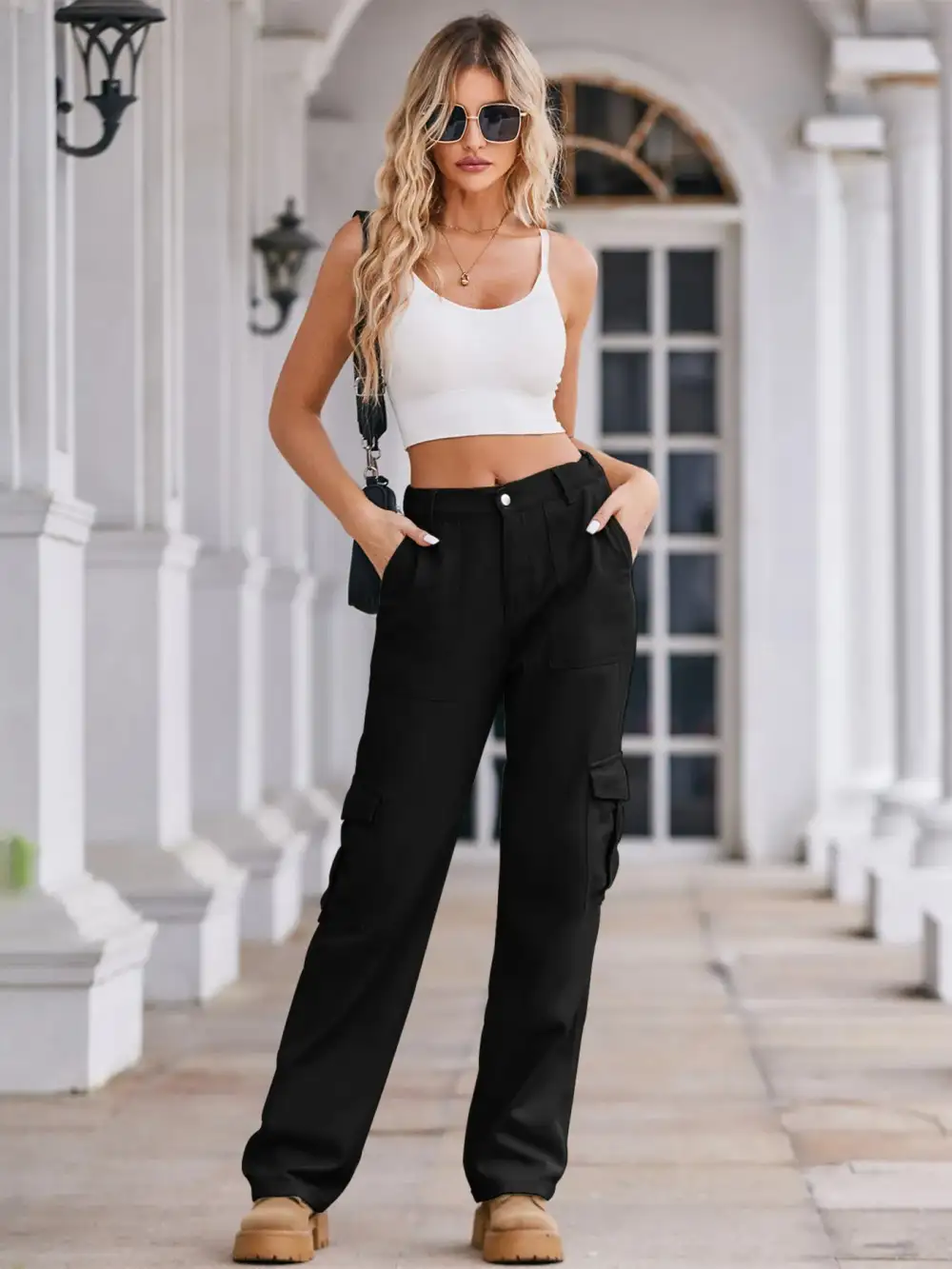 Utility High Waist Cargo Denim Jeans