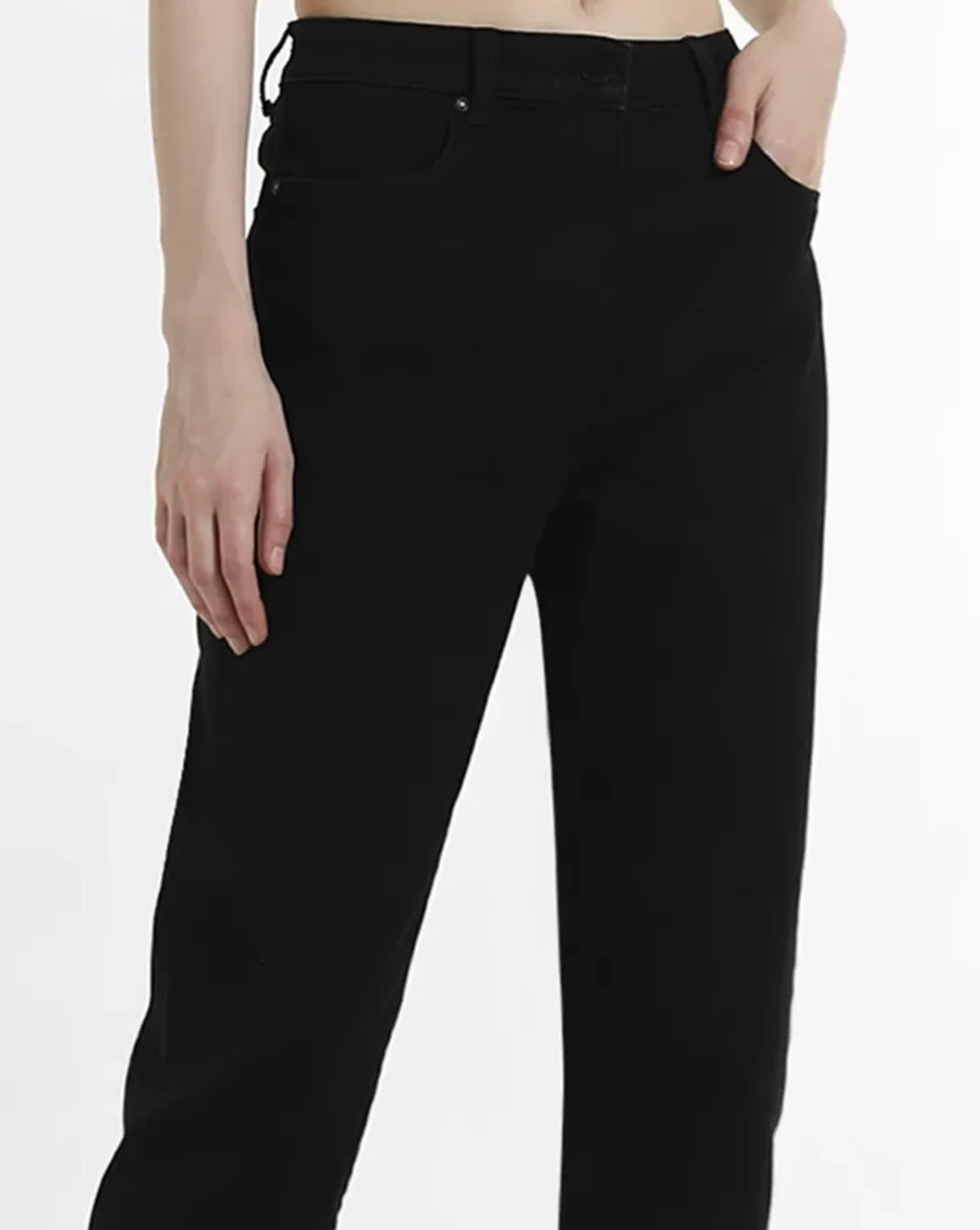 Black High Rise Straight Fit Jeans