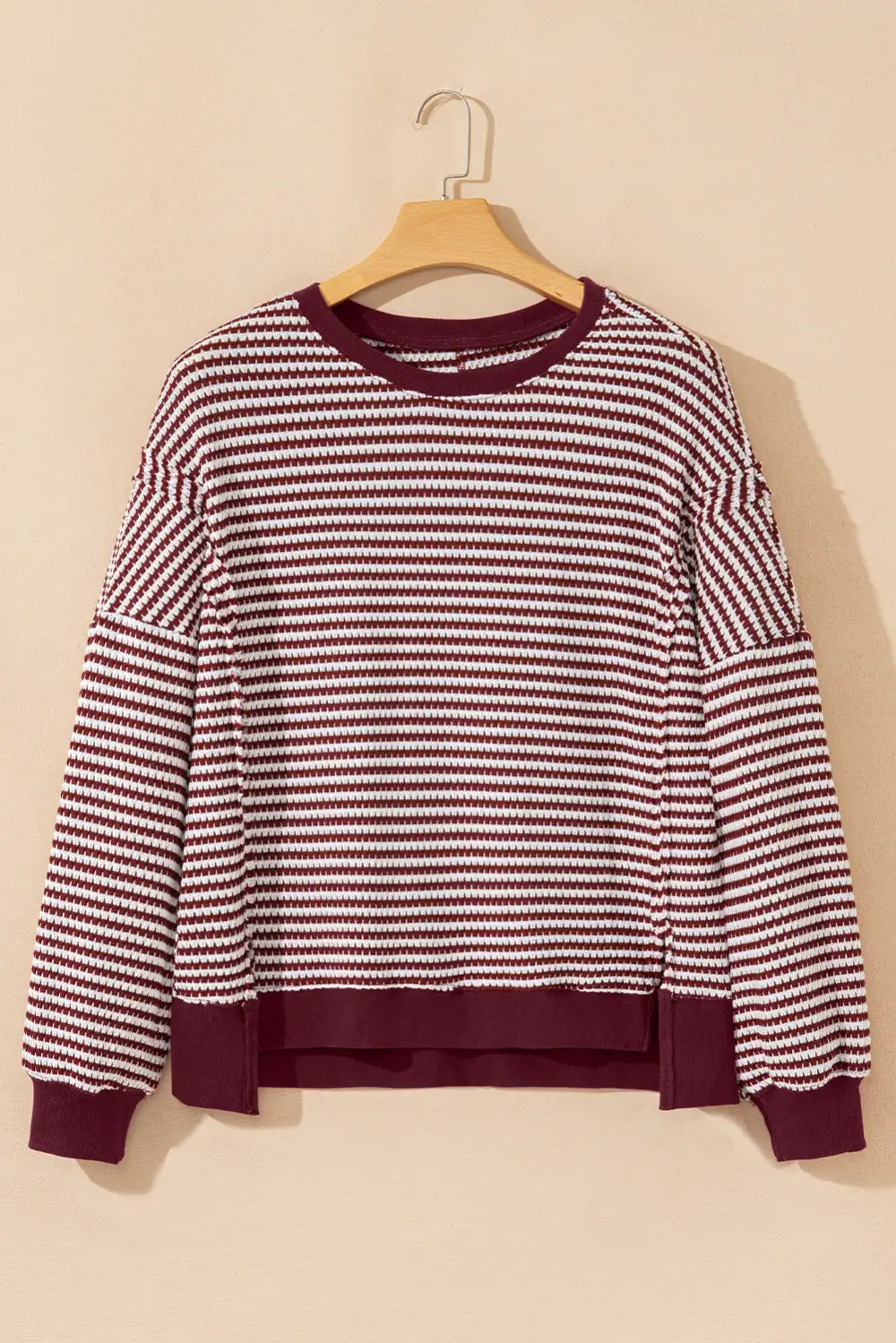 Women's Striped Ribbed Long Sleeve Top