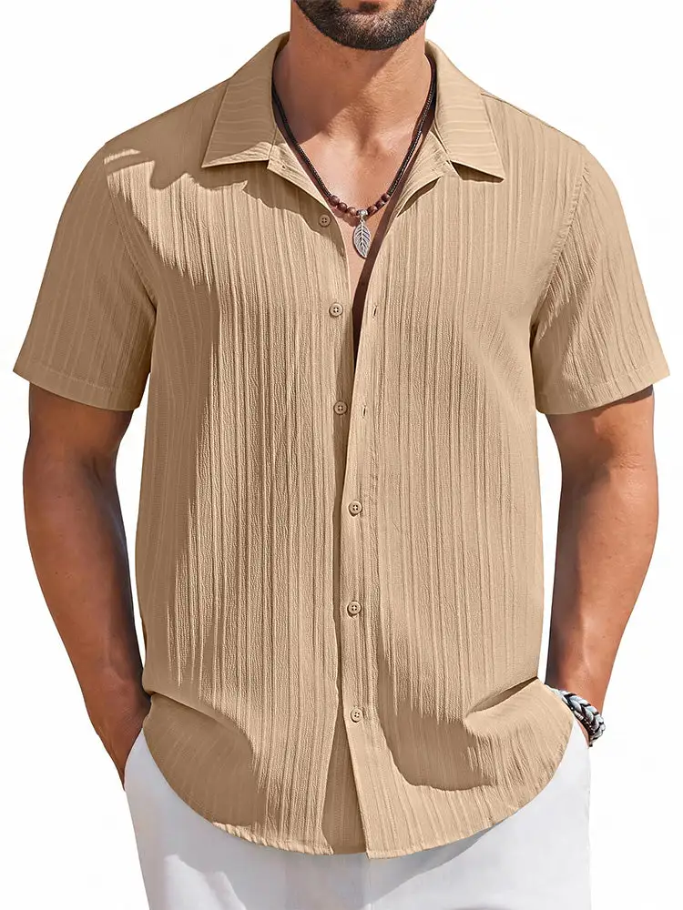 Casual Summer Textured Short Sleeve Shirt