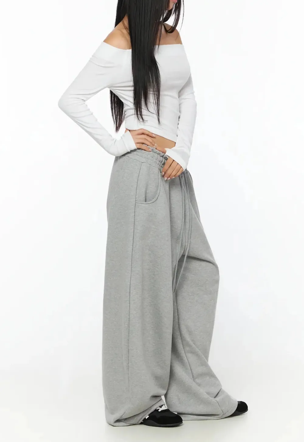 Off-The-Shoulder Thumbhole Long Sleeve Top