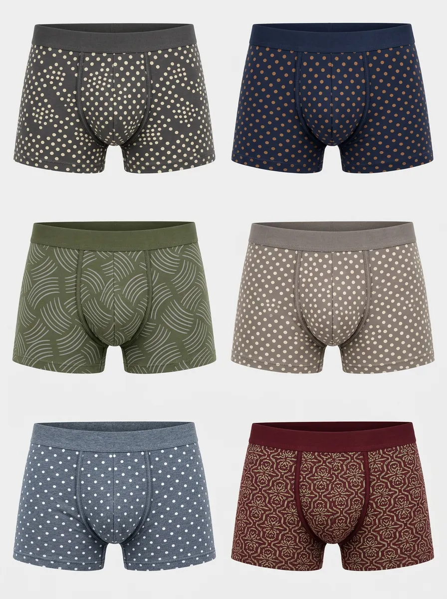 Men's Multi-Pattern Polka Dot Geometric Printed Boxer Briefs