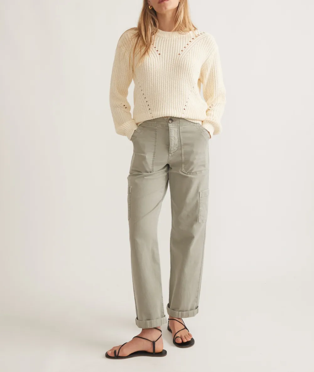 Long Sleeve Openwork Knit Sweater
