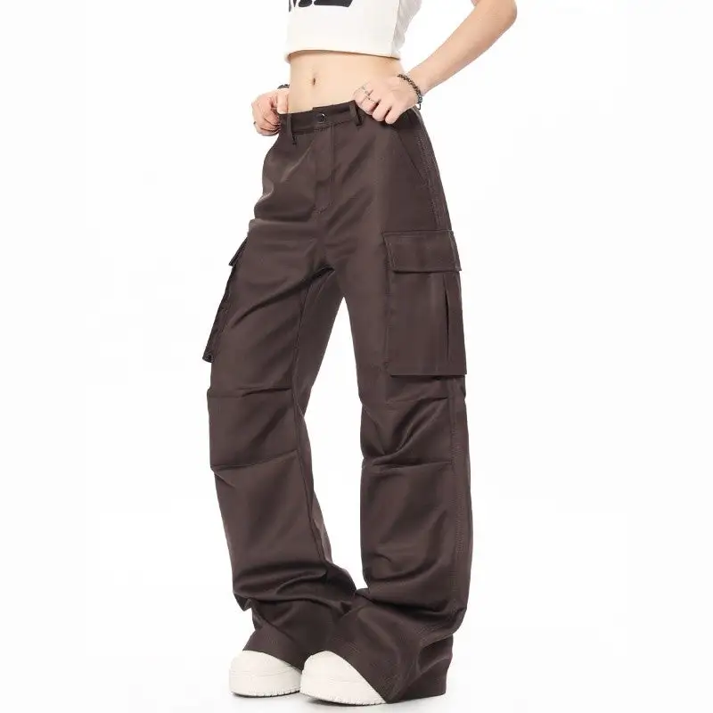 Women's Flared Pleated Multi Pocket Pants