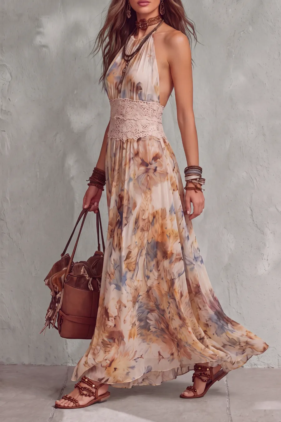Classic Lace Floral Maxi Dress