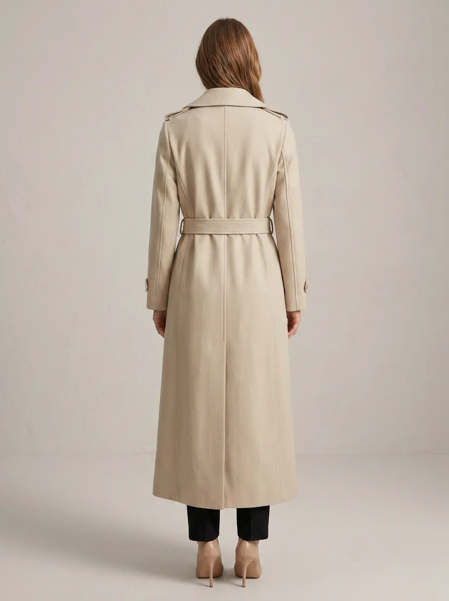 Women's Minimalist Belted Minimalist Long Trench Coat