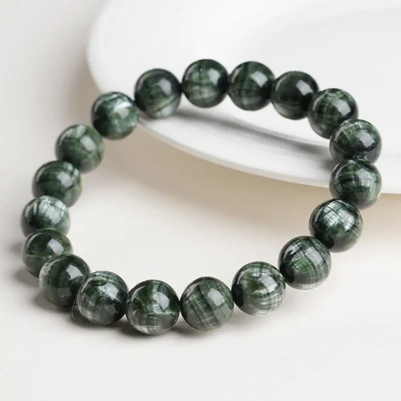 Natural Seraphinite Round Emotional Beaded Bracelet