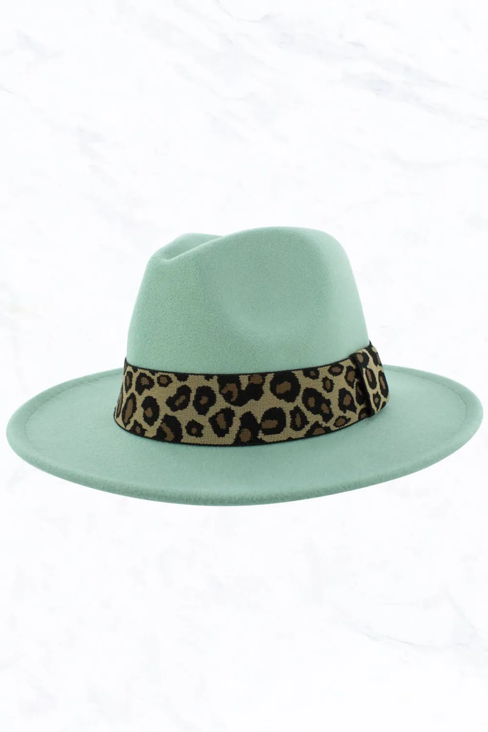 Retro Flat Big Brim Fedora Jazz Hat Wide Leopard Belt