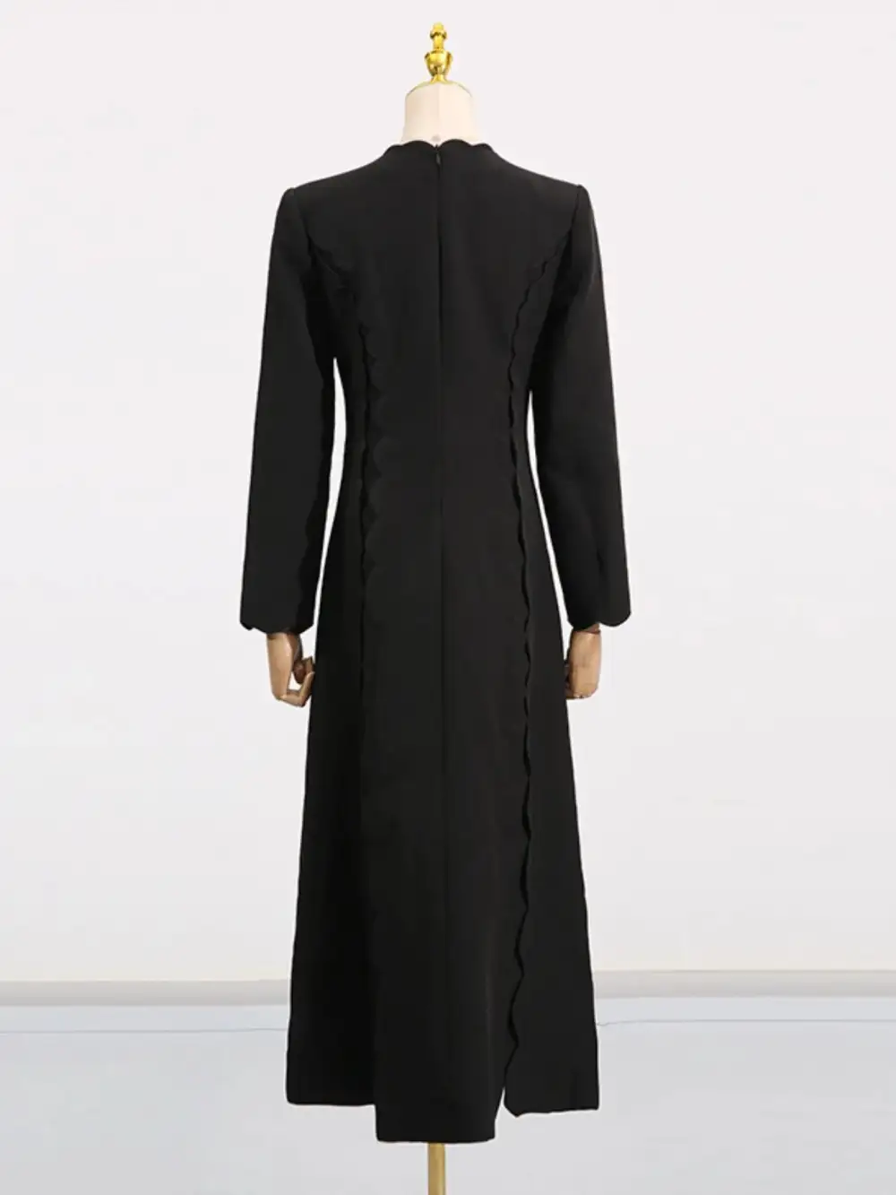 Layered Detail Long Sleeve Midi Dress