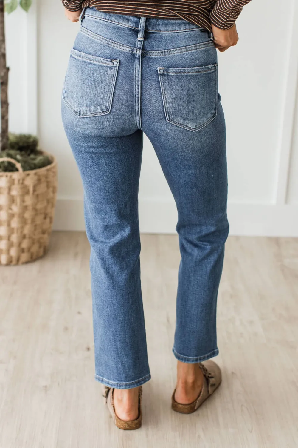 High-Rise Cropped Straight Leg Clean Finish Jeans