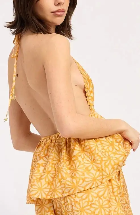 Halter Floral Women's Blouse Top