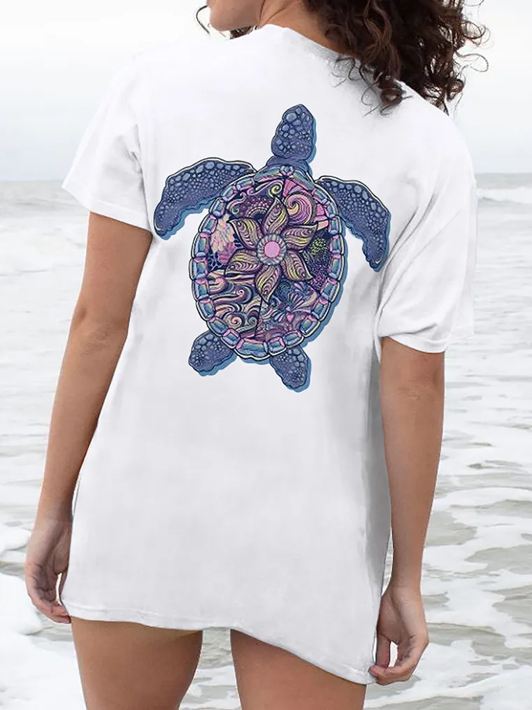 Intricate Sea Turtle Pattern Short - Sleeve Tee