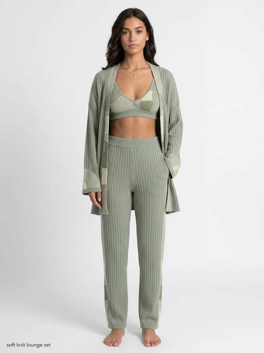 Geometric Cardigan Lounge Set