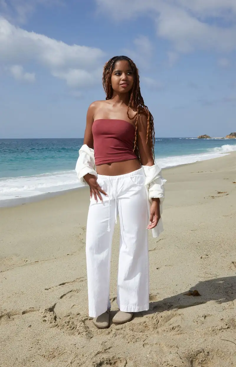 John Galt Burgundy Amelia Cropped Tube Top