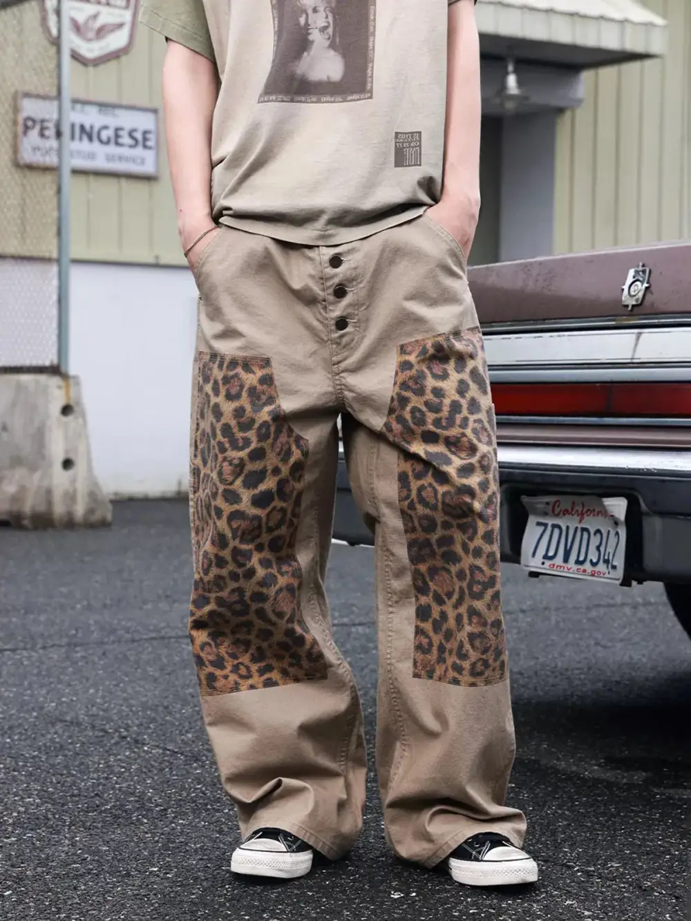 Straight-Leg Leopard Pants
