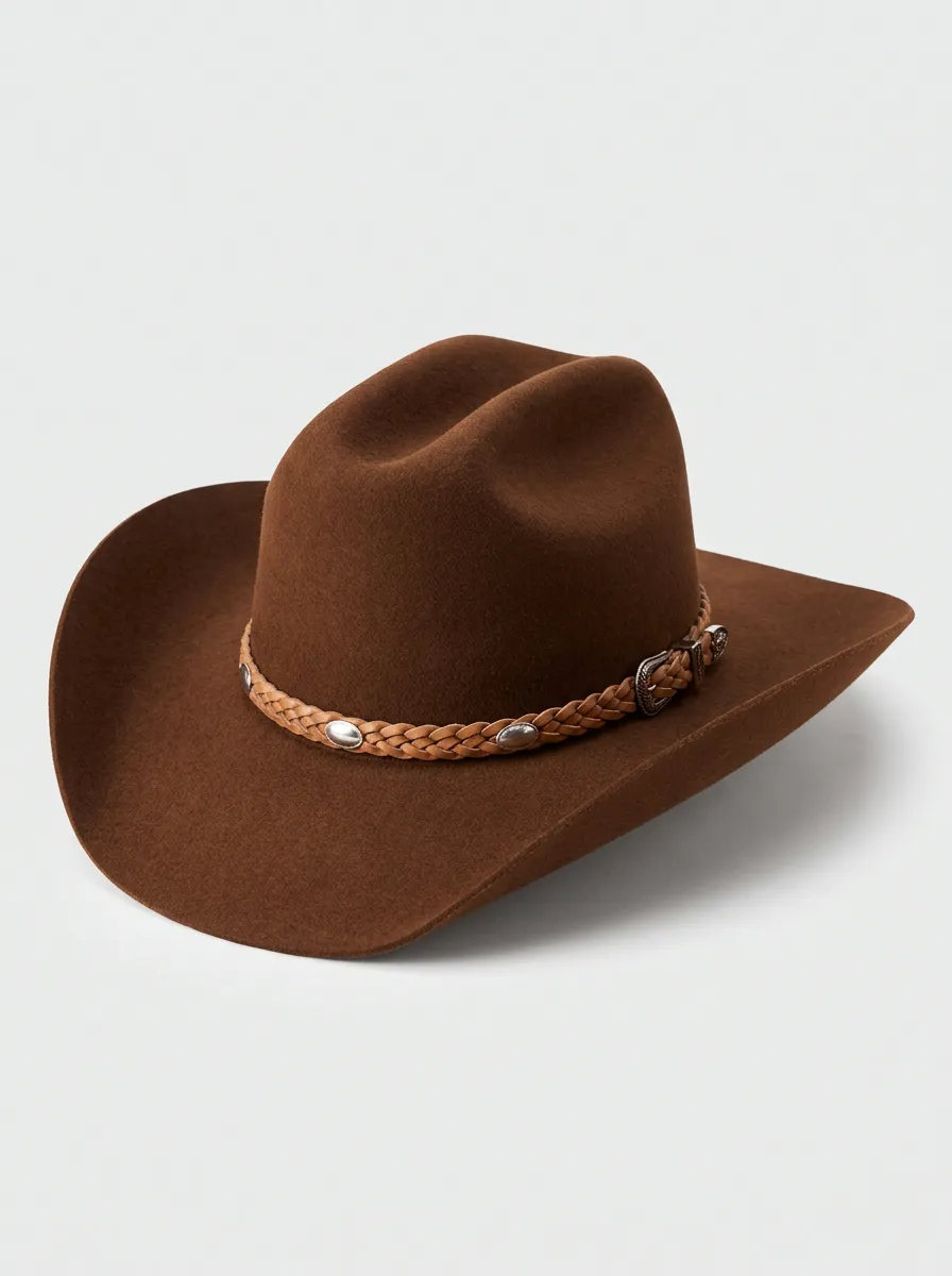 Heritage Style Brown Cowboy Hat with Braided Band