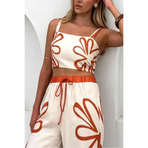 Smocked Square Neck Cami and Pants Set