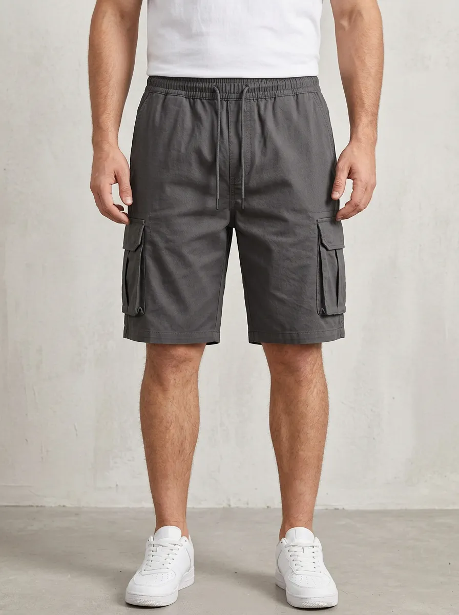 Outdoor Pocketed Drawstring Utility Cargo Shorts