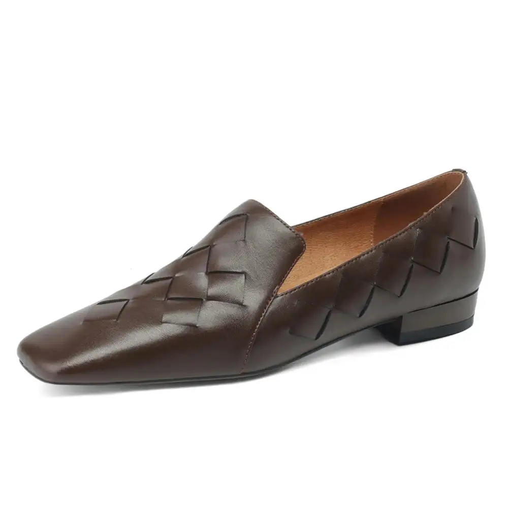 Slip On Block Heel Woven Pumps