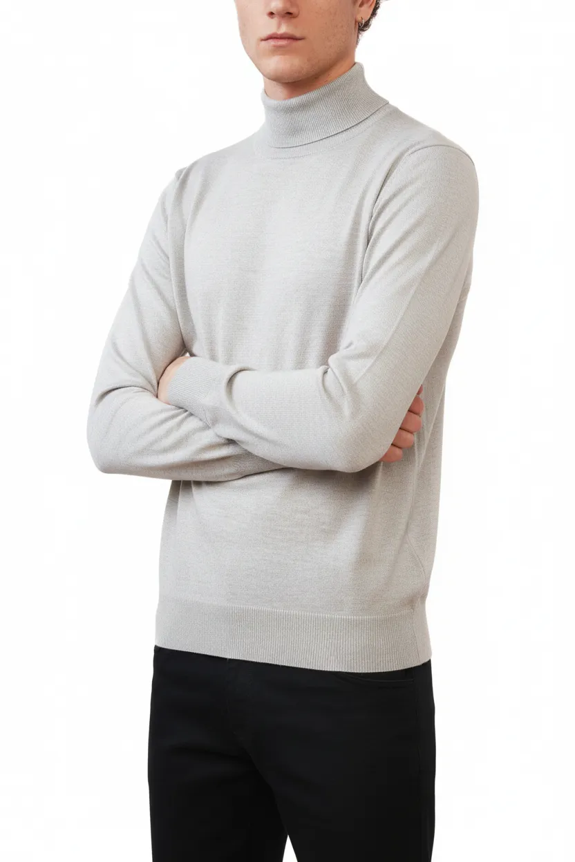 Slim Fit Viscose Turtleneck Sweater