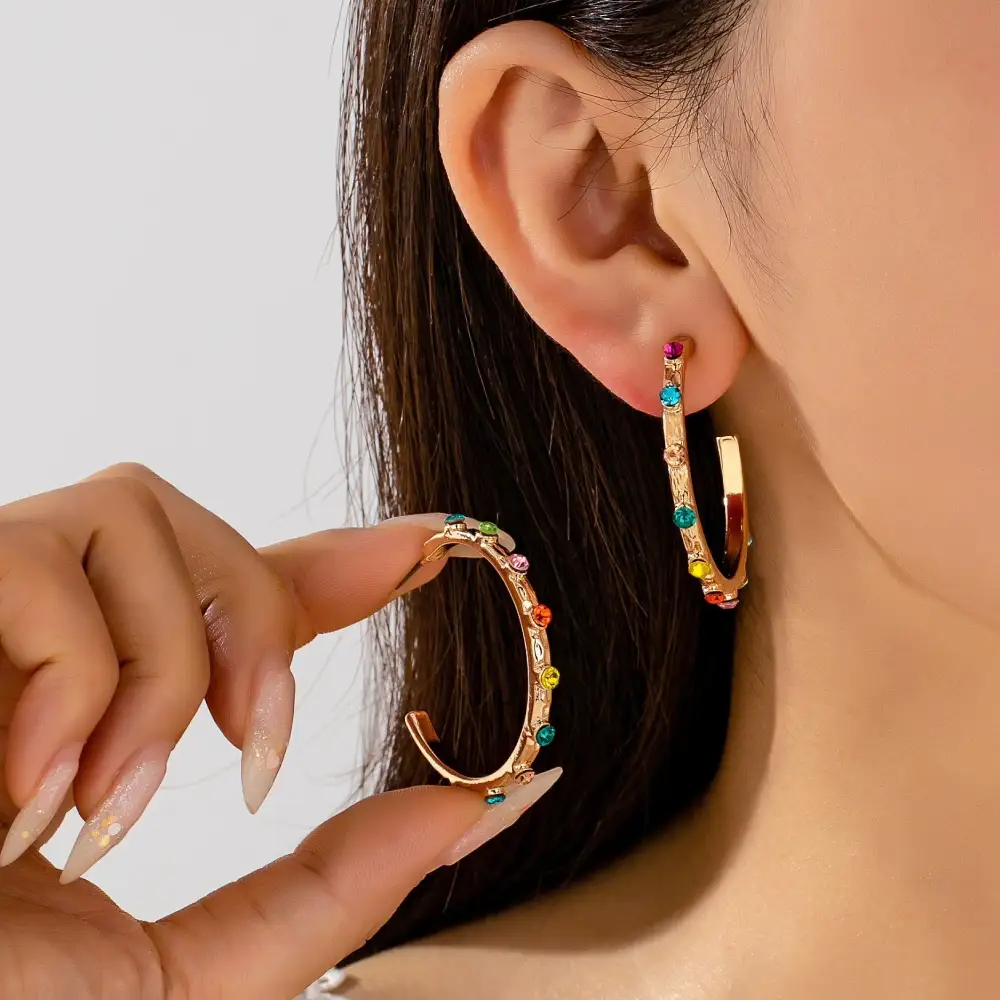 Multi Color Gemstone Hoop arrings