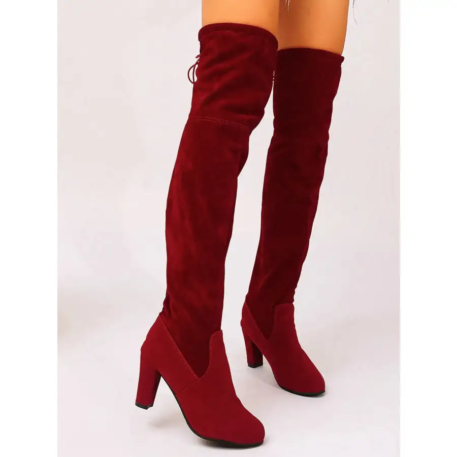 Suede Over the Knee High Heel Boots