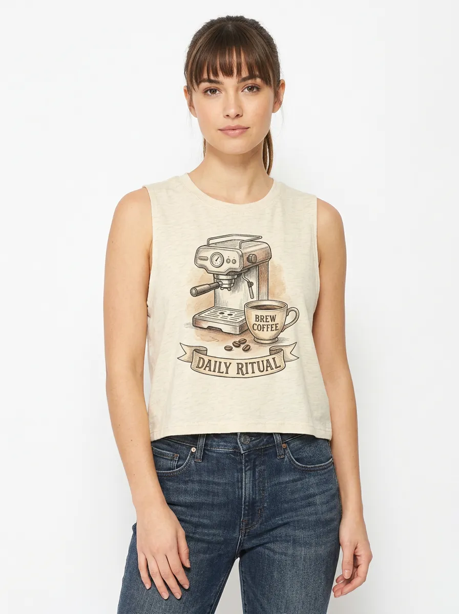 Women's Coffee Daily Ritual Espresso Machine Graphic Tank Top