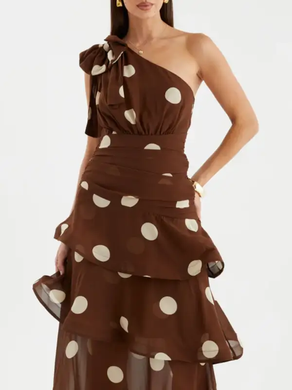 Polka Dot Ruffle Dress Casual