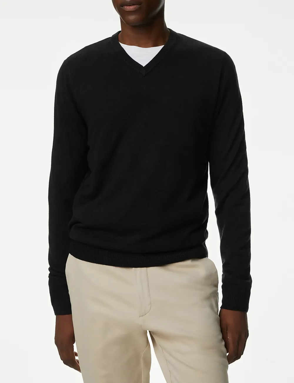 V-neck Long-Sleeved Knitted Sweater
