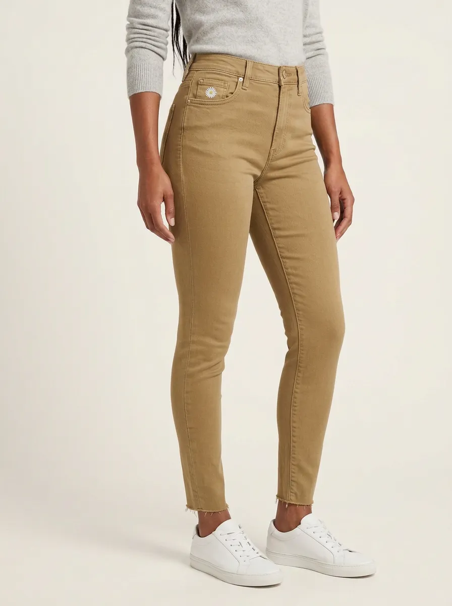 Women's Daisy Flower Embroidered High-Rise Slim-Fit Jeans