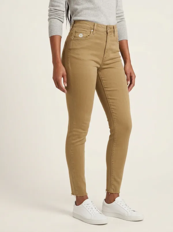 Women's Daisy Flower Embroidered High-Rise Slim-Fit Jeans