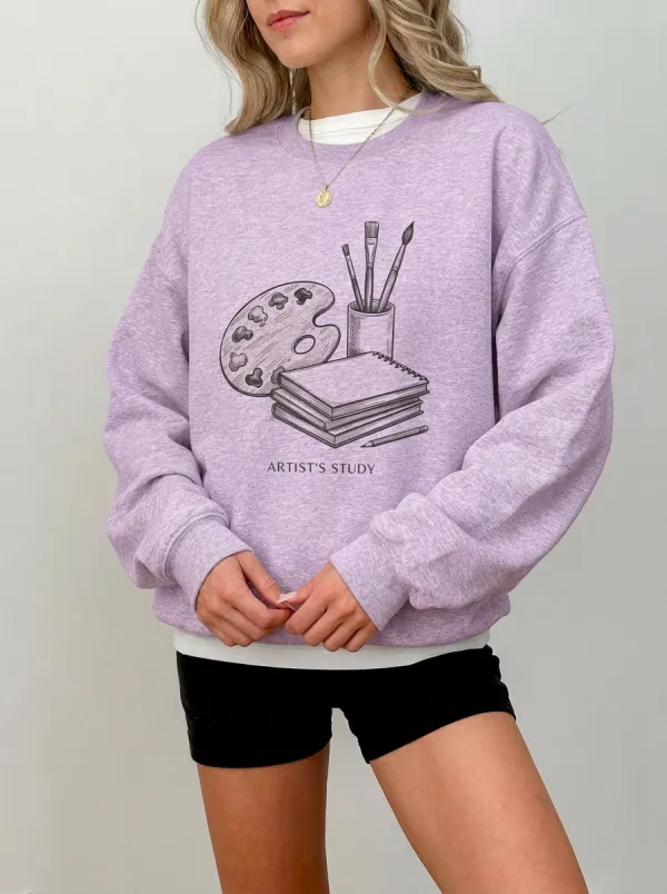 Women's Artist Study Paint Palette Brushes Graphic Sweatshirt