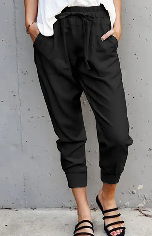 Lace Up Ninth Ankle Banded Pants