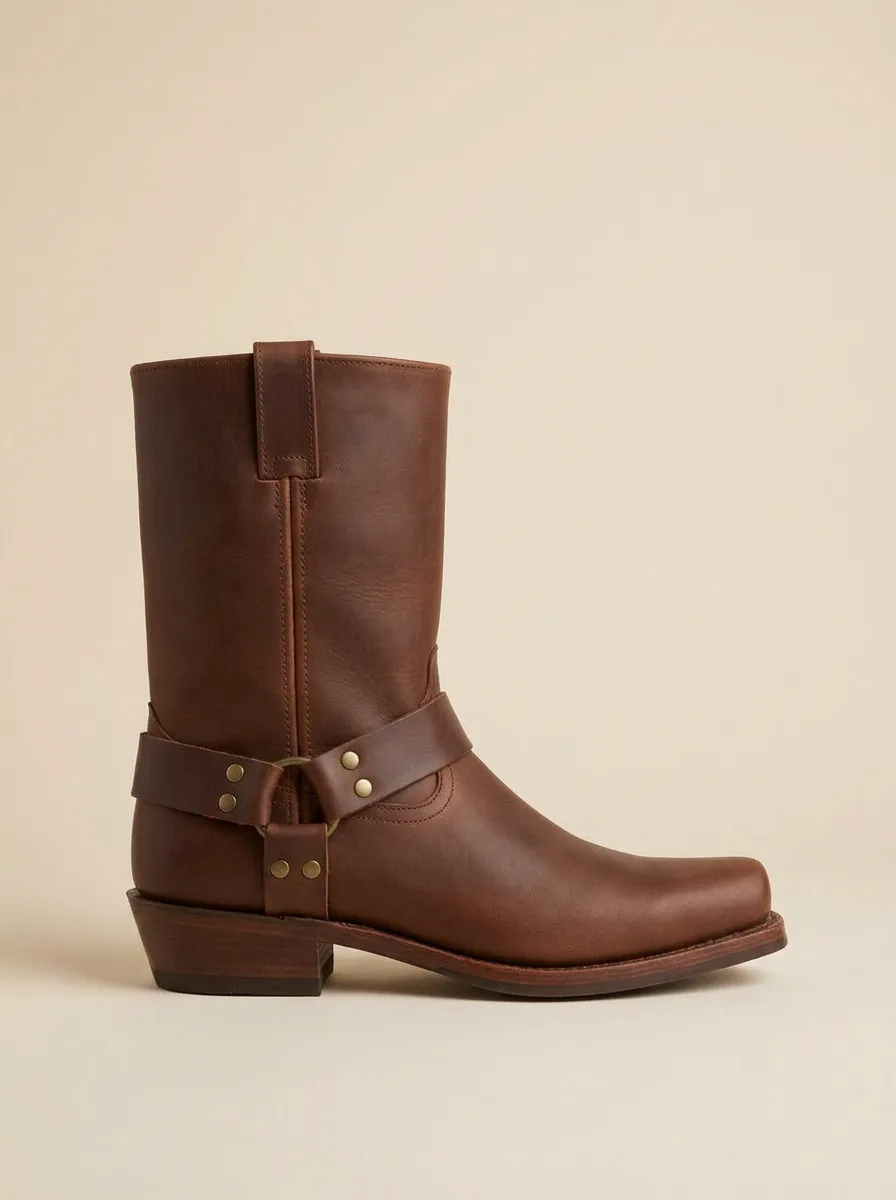Men's Harness Ring Mid-Calf Western Boots