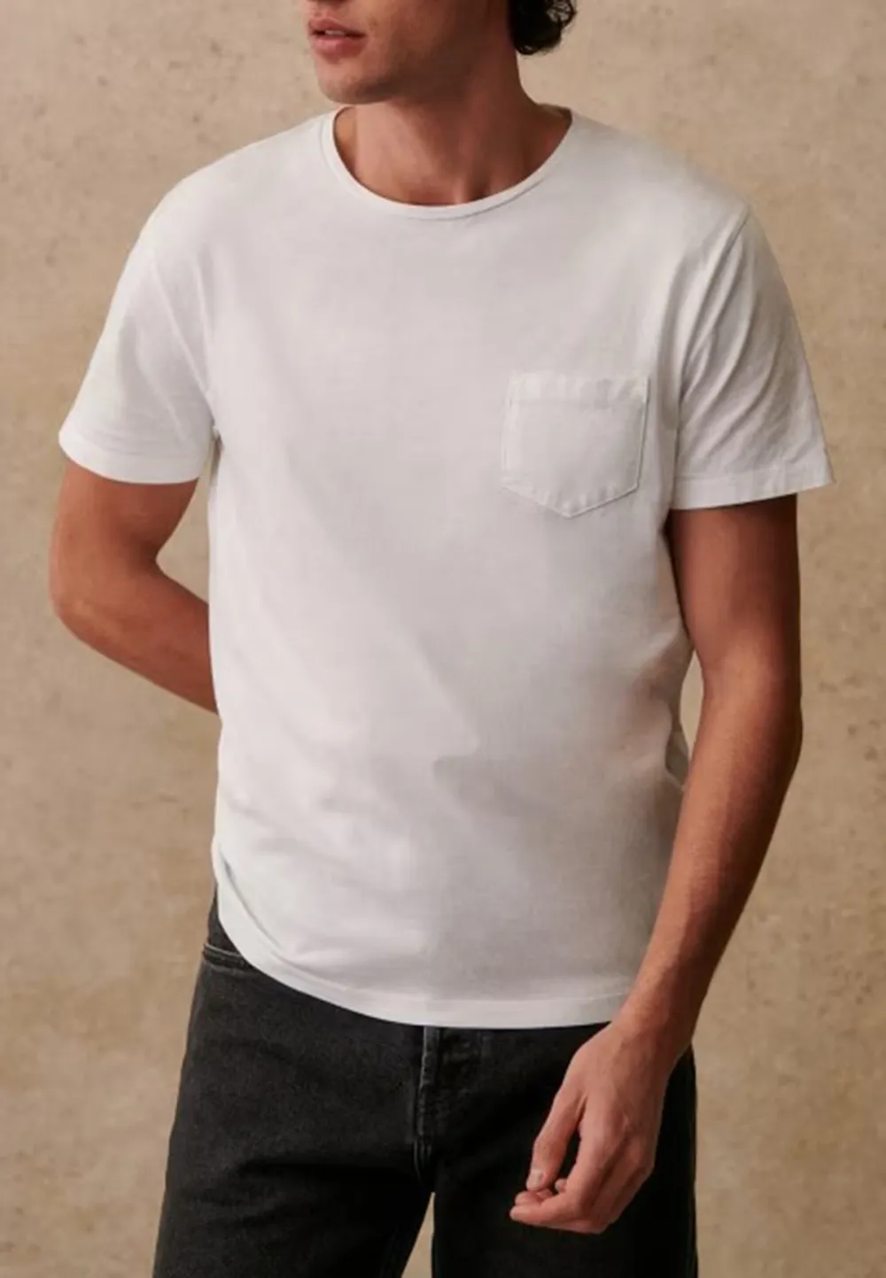 White Pocket Crew Neck Everyday Basic T-Shirt