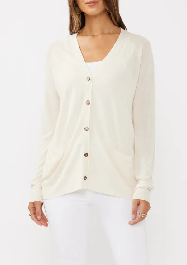 Buton Up V-Neck Cardigan with Pockets