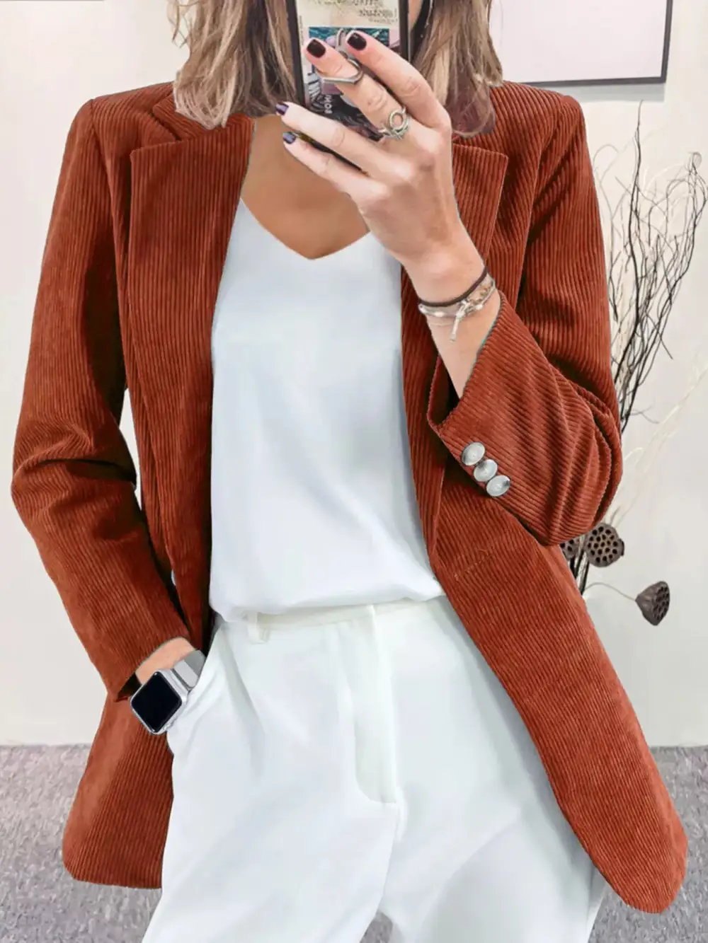 Lapel-Collar Corduroy Blazer